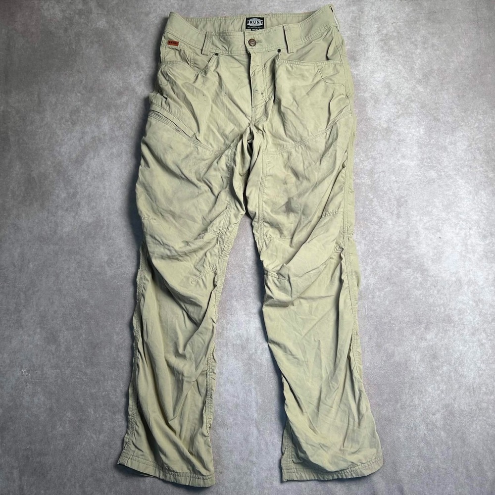 BRUNT Workwear Men 30x30 Khaki Tan Utility Pants Nylon Spandex Straight Leg READ